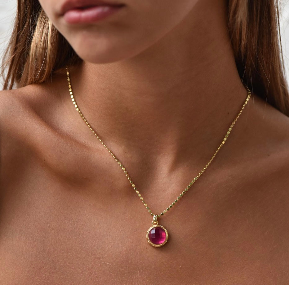 Apollo Reversible Doublet Gemstone Pendant - Mother of Pearl Pink