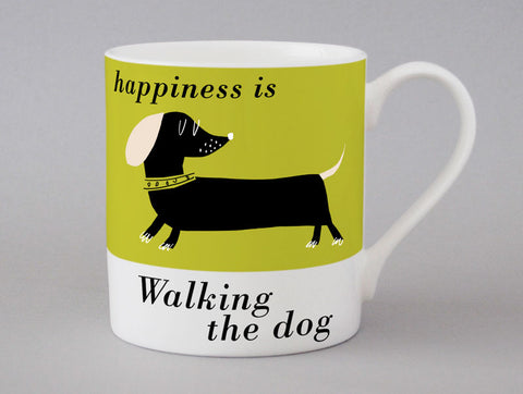 Happiness Is Walking The Dog Mug - Black Standing