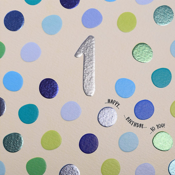 1st Birthday - Blue Polka Dot