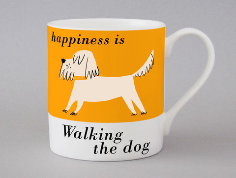 Happiness Is Walking The Dog Mug - White Scruffy
