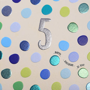 5th Birthday - Blue Polka Dot