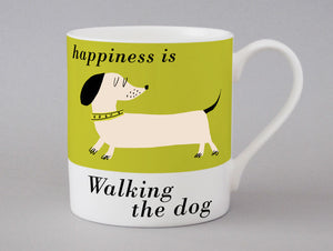 Happiness Is Walking The Dog Mug - White Standing