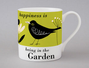 Happiness Is Being In The Garden Mug - Black Bird