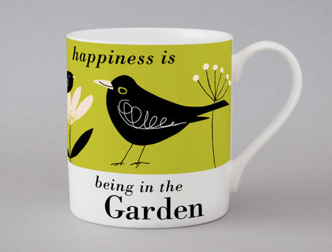 Happiness Is Being In The Garden Mug - Black Bird
