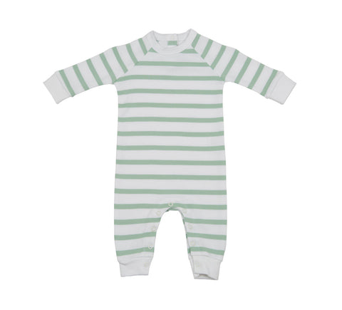 Striped All-in-One - Seafoam & White - 0-3 Months