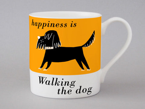 Happiness Is Walking The Dog Mug - Black Scruffy