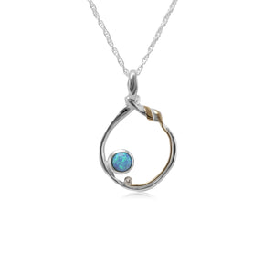 Blue Opalite Sterling Silver Circle Pendant