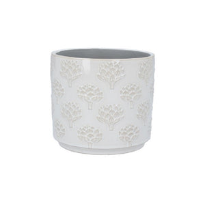 Medium Ceramic Artichoke Plant Pot Cover - White