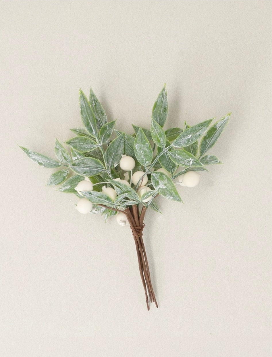 Frosted Leaf White Berry Pick