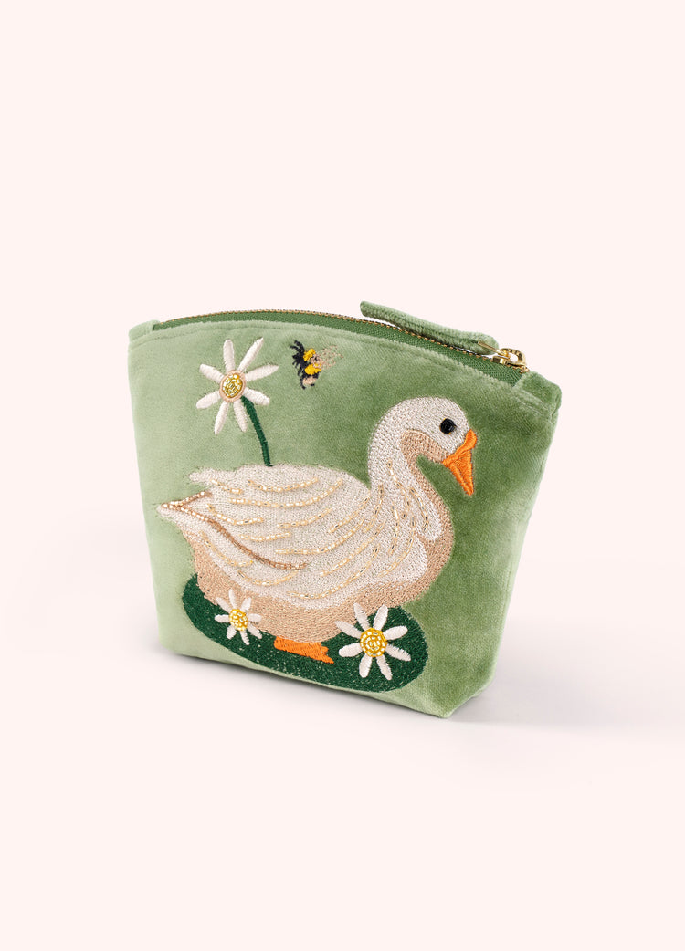 Mini Velvet Pouch - Garden Goose