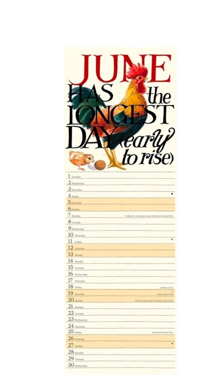 Emma Bridgewater Chickens Slim Calendar 2027