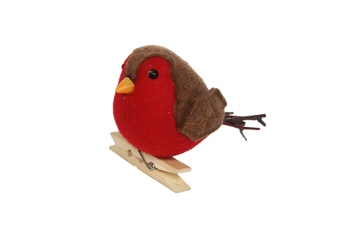 Felt/Twig Robin On Peg Decoration"