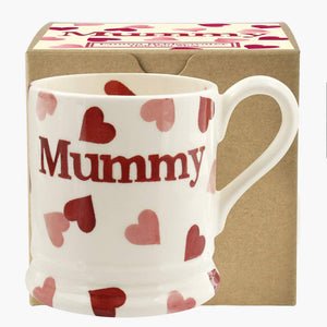 cadeauxwells - Pink Hearts 'Mummy' 1/2 Pint Mug Boxed - Emma Bridgewater - Crockery
