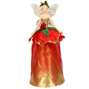 Small Red Rose Fairy Resin/Fabric Tree Topper