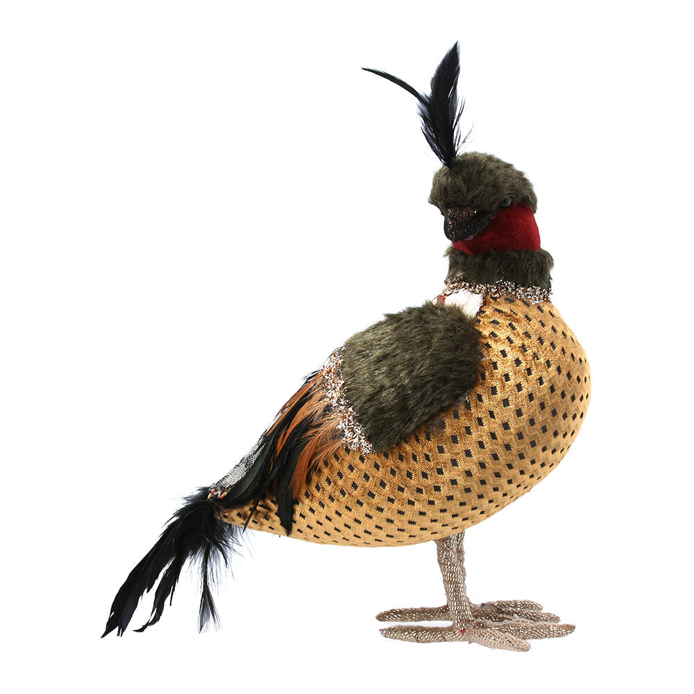Patchwork Fabric/Feather Grouse Ornament