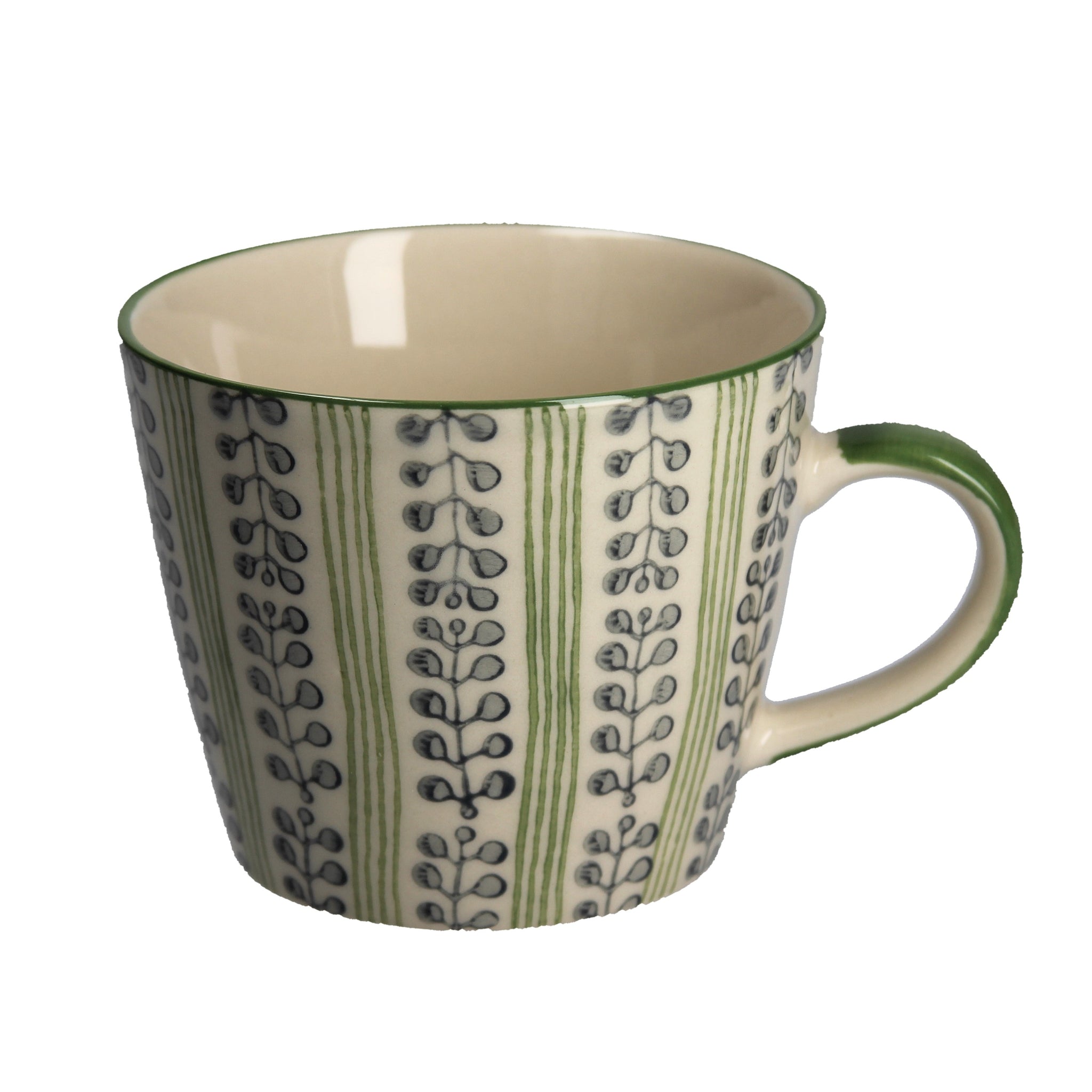 Green Stripe Berry Ceramic Mug