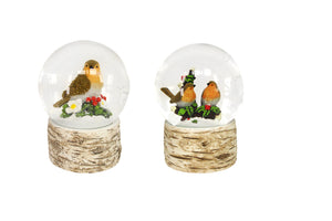 cadeauxwells - Large Resin/Glass Robin Snow Dome - Gisela Graham - Seasonal