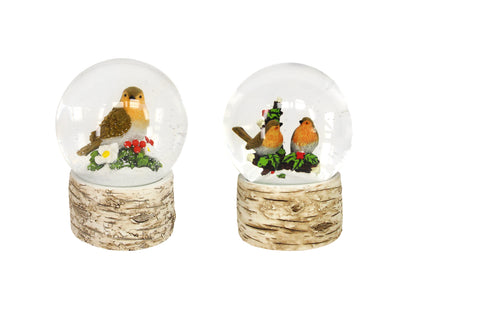 cadeauxwells - Large Resin/Glass Robin Snow Dome - Gisela Graham - Seasonal
