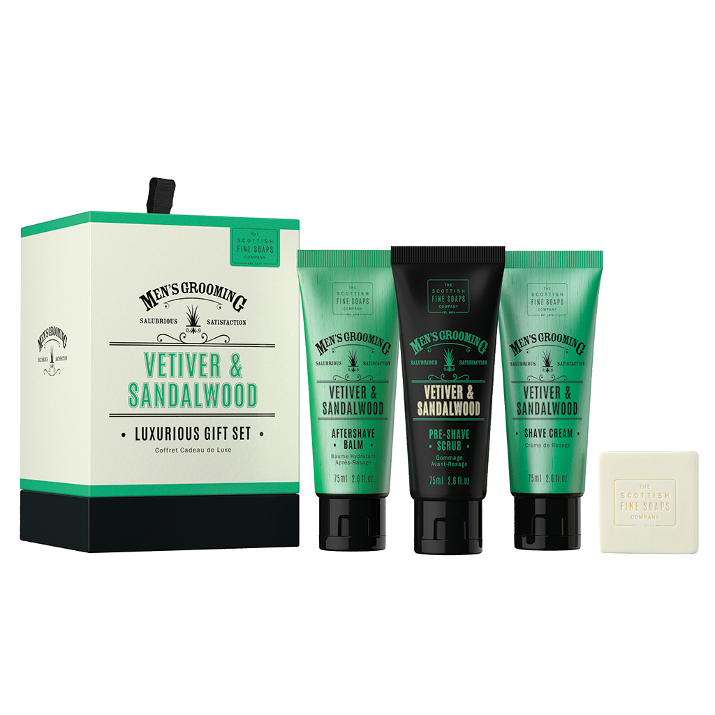 cadeauxwells - Vetiver and Sandalwood Luxurious Gift Set - Scottish Fine Soaps - Perfumery