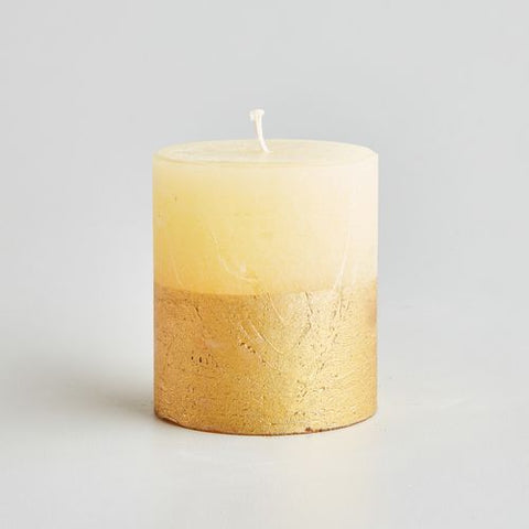cadeauxwells - Inspiritus Ivory Gold Dipped Pillar - St Eval Candles - Candles