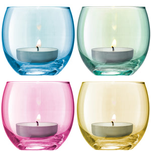 cadeauxwells - Set of four assorted Polka Pastel Tealight Holders - LSA - Glassware