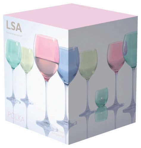 cadeauxwells - Set of four assorted Polka Pastel Wine Glasses - LSA - Glassware