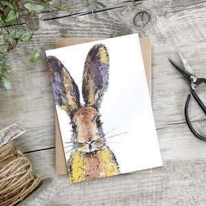 cadeauxwells - Coloured Hare card - Toasted Crumpet - Greetings Card