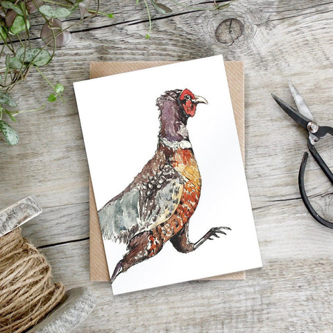 cadeauxwells - Running Pheasant card - Toasted Crumpet - Greetings Cards