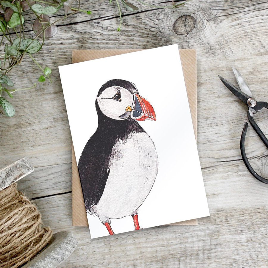 cadeauxwells - Atlantic Puffin card - Toasted Crumpet - Greetings Card