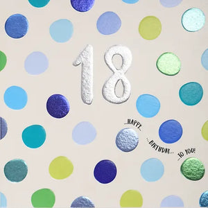 18th Birthday - Blue Polka Dot