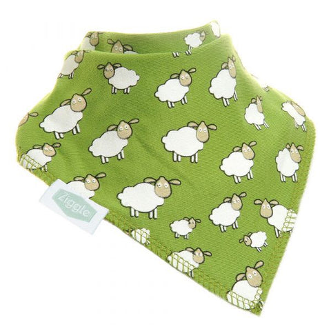 Fun absorbent baby bandana - Green - Sheep in field