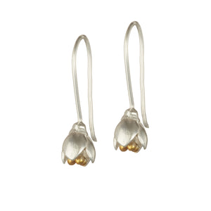 Sterling Silver with Gold Flower Earrings