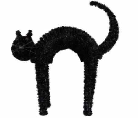 cadeauxwells - Black Tinsel Standing Cat Ornament - Gisela Graham - Seasonal
