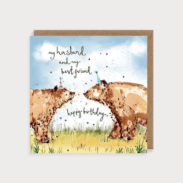 Husband Brown Bears Birthday Card