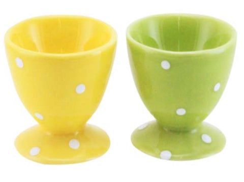 Ceramic Yellow / Green Polka Dot Egg Cups