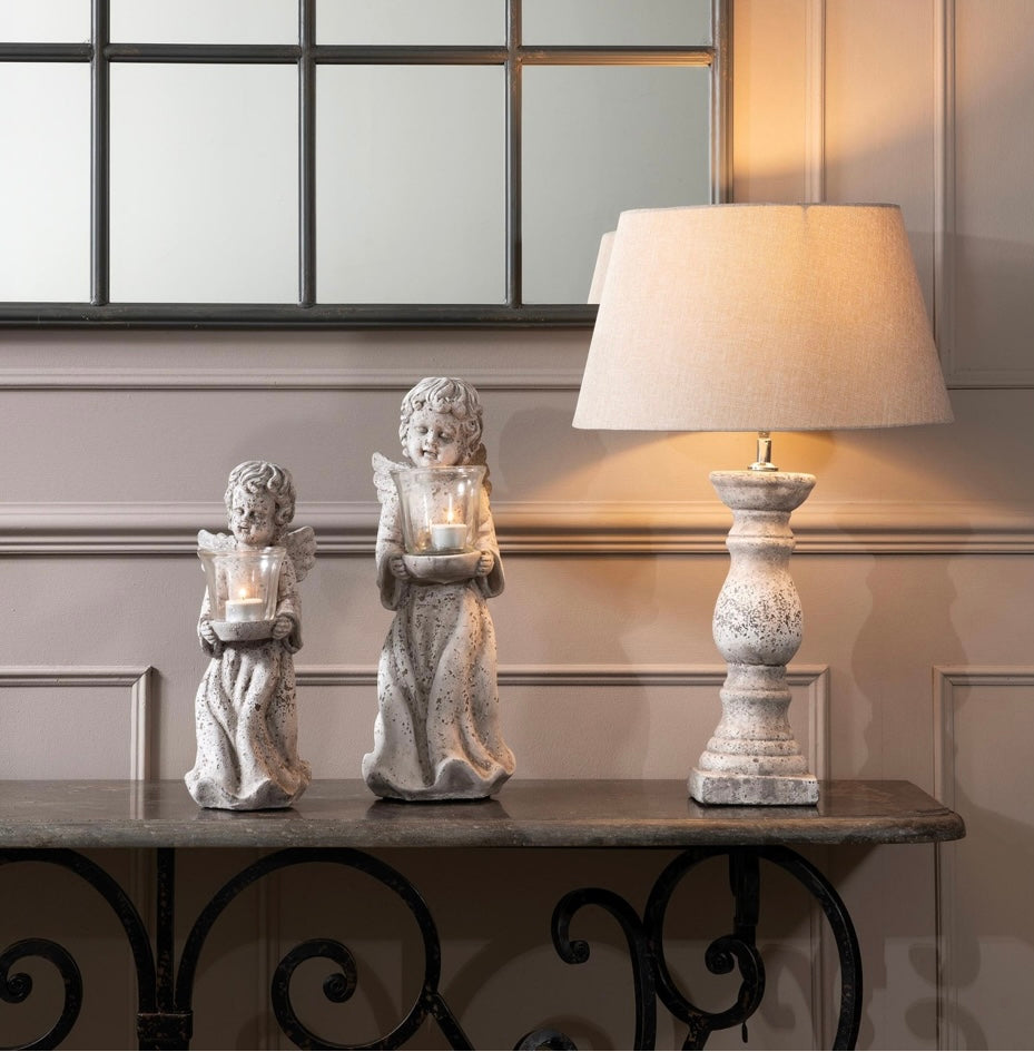 Birkdale Small Stone Balustrade Lamp with Gravel Shade
