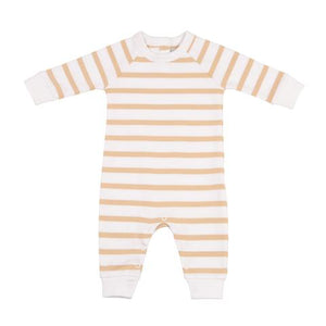 Striped All-in-One - Biscuit & White - 0-3 Months