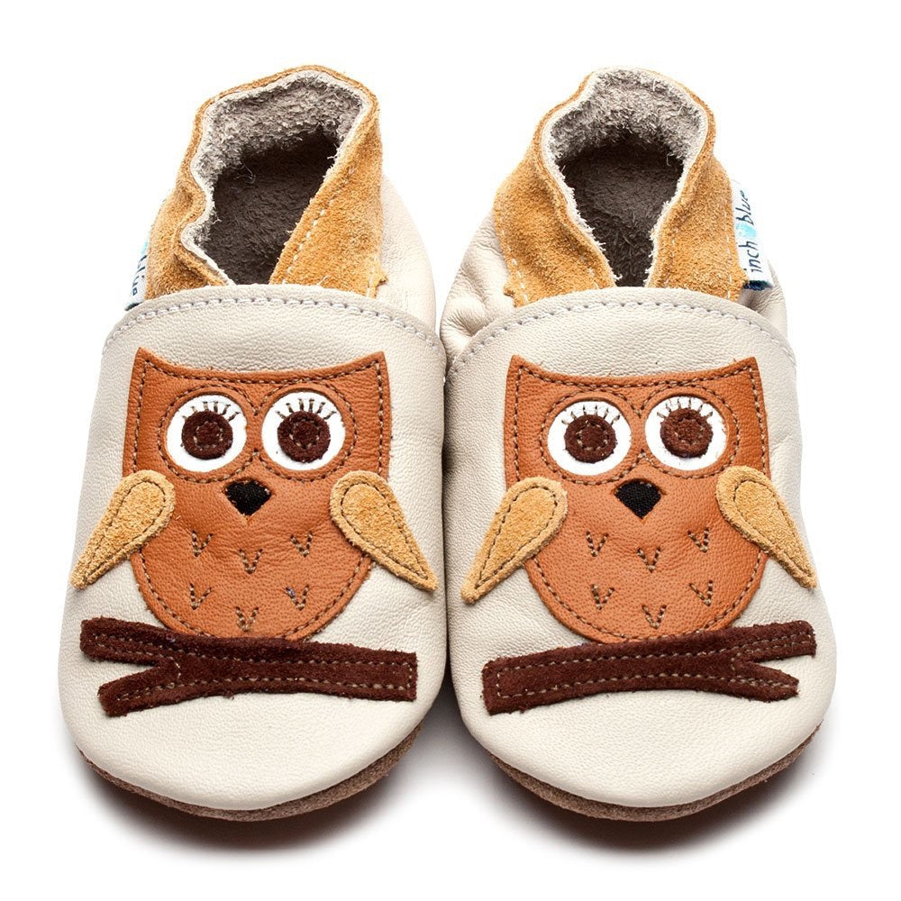 Inch Blue Baby Shoes - Hoot Cream