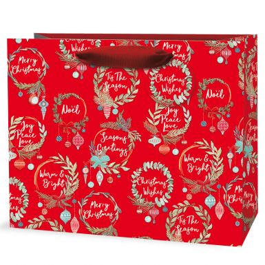 Carrier Gift Bag - Red Wreath