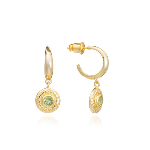 Luna Gemstone Hoop Earrings - Peridot