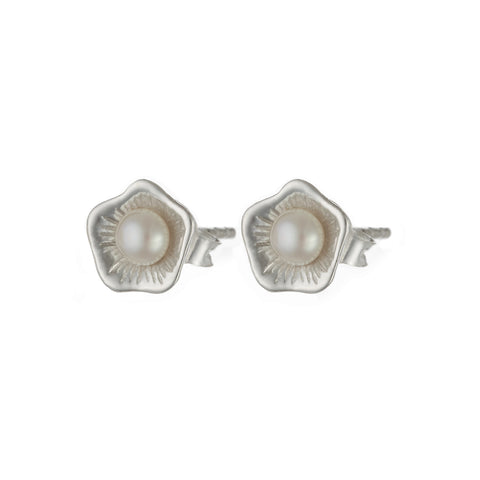 Pearl Flower Silver Earrings