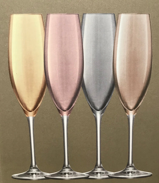 cadeauxwells - Set of 4 Champagne Flutes - Polka Metallic - LSA - Glassware