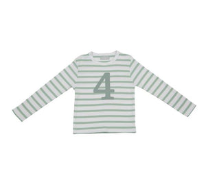 Striped Number T Shirt - Seafoam & White 4-5 Years