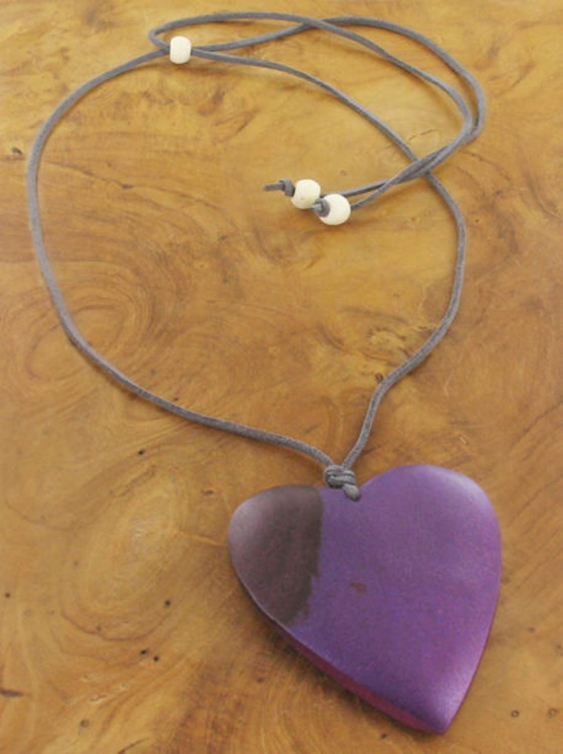 Suede Necklace with Heart Pendant
