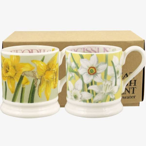 Flowers Daffodils & Narcissus Set of 2 1/2 Pint Mugs Boxed