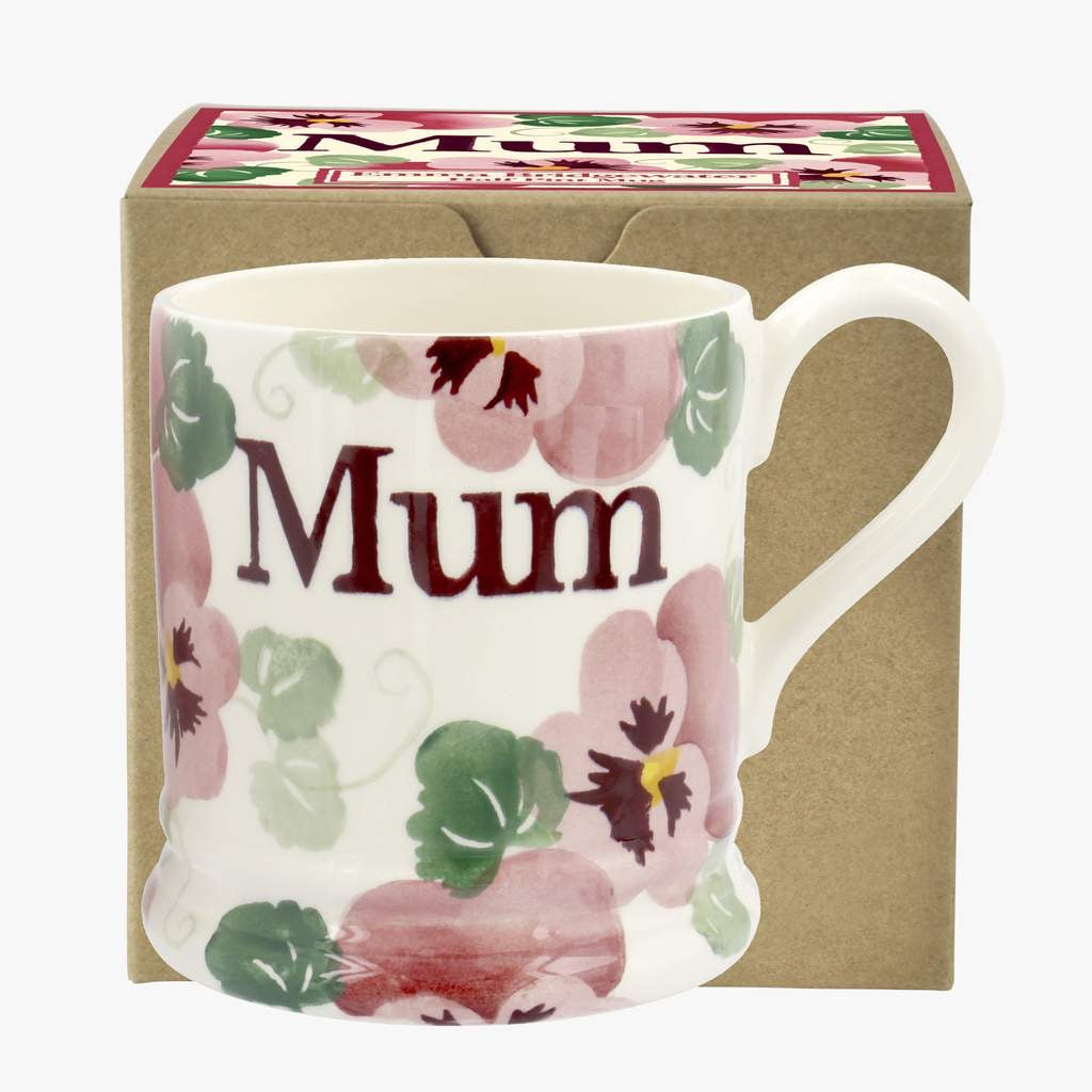 Pink Pansy 'Mum' 1/2 Pint Mug Boxed