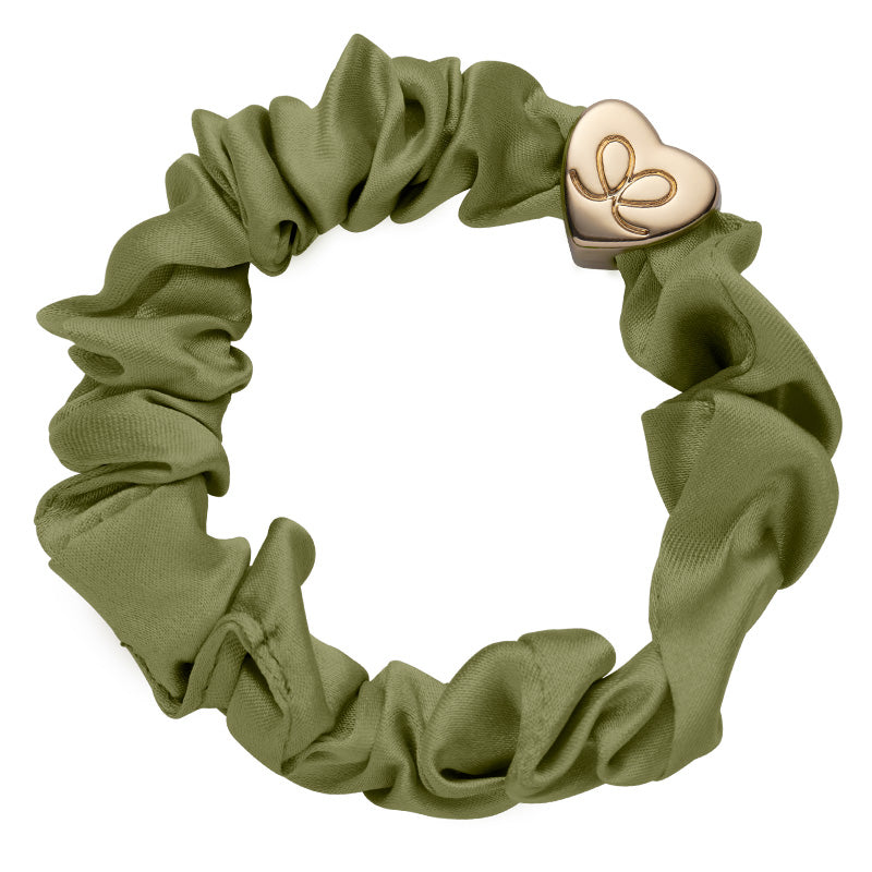Gold Heart Silk Scrunchie