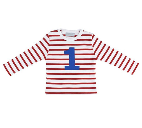 Striped Number T Shirt - Red & White 1-2 Years