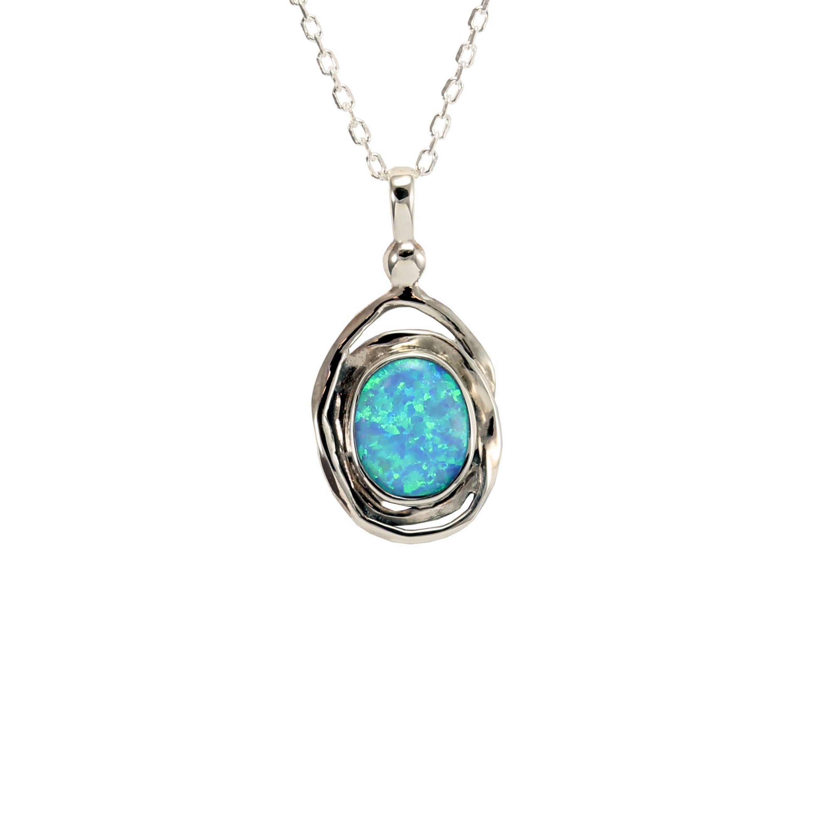 Sterling Silver & Vibrant Blue Opalite Pendant