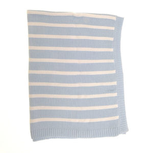 Blanket - blue stripe knit blanket
